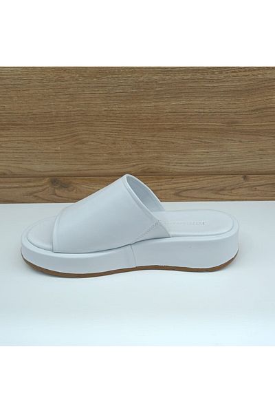 Mammamia YT2040 Papuci de damă casual din piele naturală albă