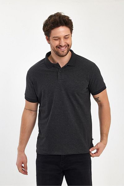 FİHA Ανδρικό Compakt Polo Burnout T-Shirt - Anthracite