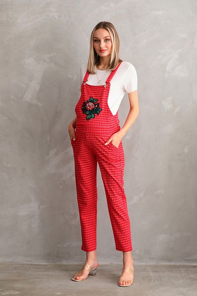Miss Dünya Lissa Embroidered Pregnant Gardener Jumpsuit with Front Snap Fasteners