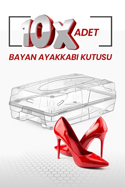 Evedost 10'lu Kadın Ayakkabı Kutusu Şeffaf Hava Alan Ayakkabı Saklama Kutusu