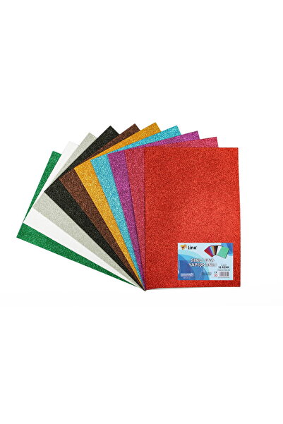 Lino Eva 20x30 Cm.10 Renk 2 Mm. Simli, Yapışkanlı 10lu Paket