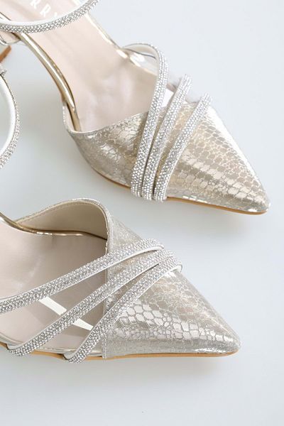 Shoeberry Дамски Julde златисти обувки с пчелна пита на ток