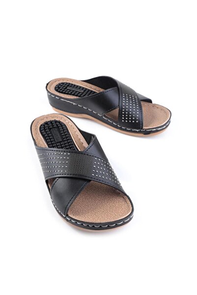 GEZER 11259 Papuci negri pentru femei zilnice