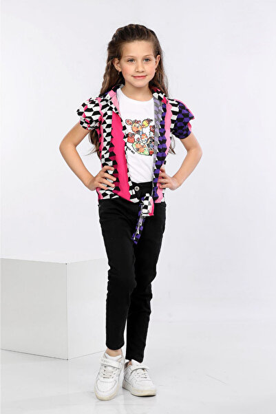 MORNIO Кольорова сорочка, футболка та джинси з геометричним принтом та застіб...