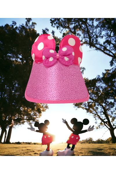 Shopiolog Girl's Crowned Visor Anti-UV Protected Minni Mause Hat Vacation Seaside, Sea and Walking