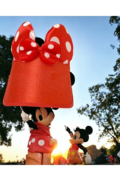 Shopiolog Kız Çocuk Taçlı Vizör Anti-UV Korumalı Minni Mause Şapka  Tatil Havuz Kenarında, Deniz ve Yürüyüşte