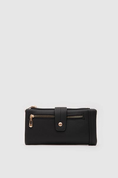 Honorius Women's Black Large Soft Leather Multi-Compartment Wallet