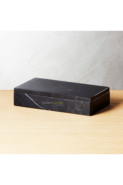 Modestmar Black Marble Box, Marble Jewelry Box, Black Marble Jewelry Box 10x20