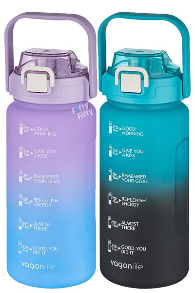 Vagonlife Economical 2-Piece Water Bottle Set - 1500 ml Large Size, 4 Color Options FiftyFifty
