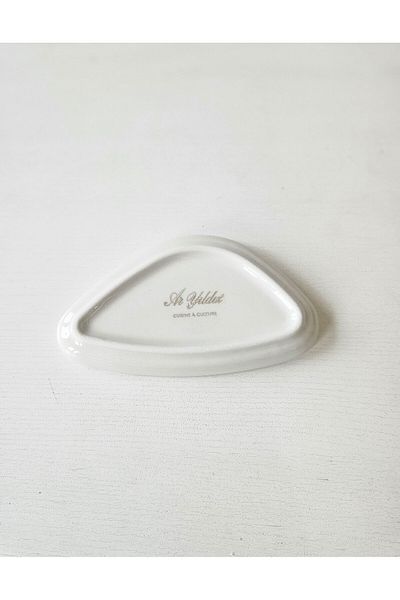 Aryıldız Gordion Broken Beige Boat Plate 4 Pieces 12 Cm Coffee Side Mini Presentation Holder