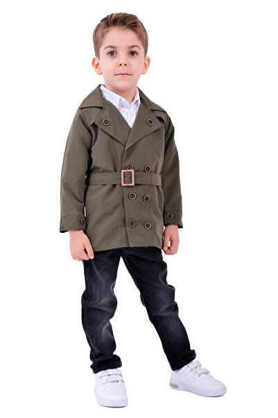 Merdia Boy's Trench Coat, Jeans, Shirt 3 Pieces Set