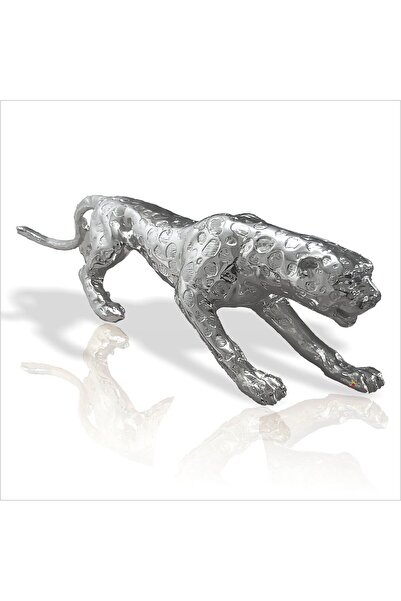M3DECORİUM Büyük Ebat 80 cm Gümüş Varak Jaguar Kaplan Aslan Çita Kedi Vitrin ...