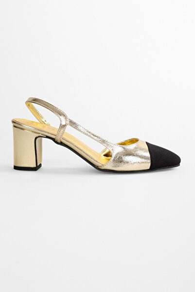 Shoeberry Dámské zlaté lesklé boty na podpatku Liera