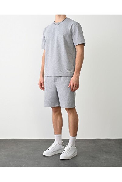 WEAR Pamuklu Tişört ve Şort Takımı Gri