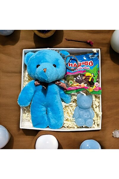 aralmini Mavi Aşk Mutluluk Kutusu Minik Ayıcık Mum Anahtarlık Çanta Süsü Ayıc...