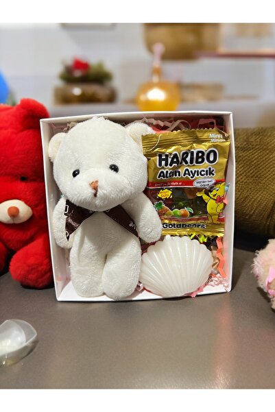 aralmini Beyaz Aşk Mutluluk Kutusu Minik Ayıcık Mum Anahtarlık Çanta Süsü Ayı...