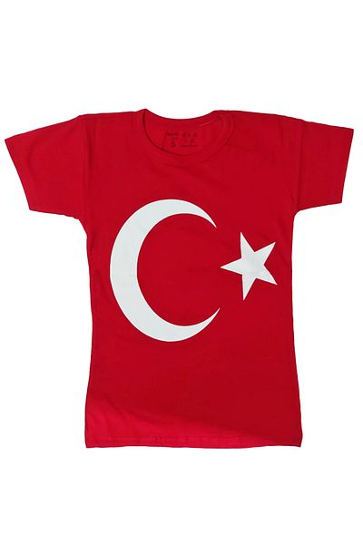 Limmy Red Crescent and Star Cotton Turkish Flag T-shirt for 10 Year Old Children