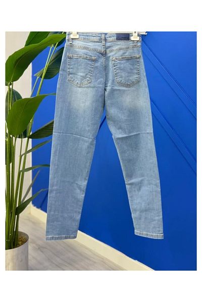 Double.Tt High Waist Large Size Light Blue Jean Trousers