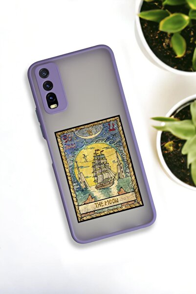 mooodcase Vivo Y20 Uyumlu The Moon Desenli Buzlu Şeffaf Lüx Telefon Kılıfı