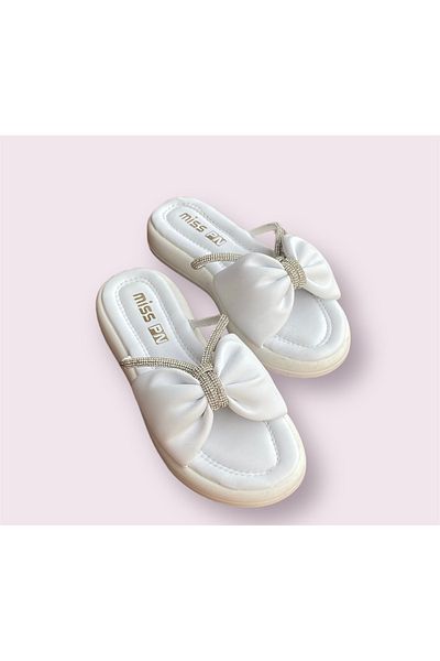 Miss women's black and white stone comfort sole slippers (buy one size plus)