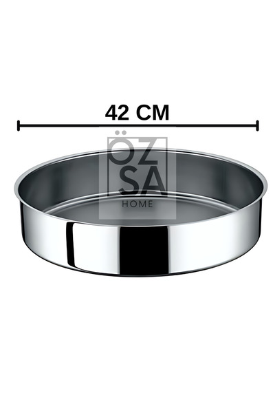 ÖzSa Home 42cm Stainless Steel Baking Tray - Round Baklava Pastry Tray