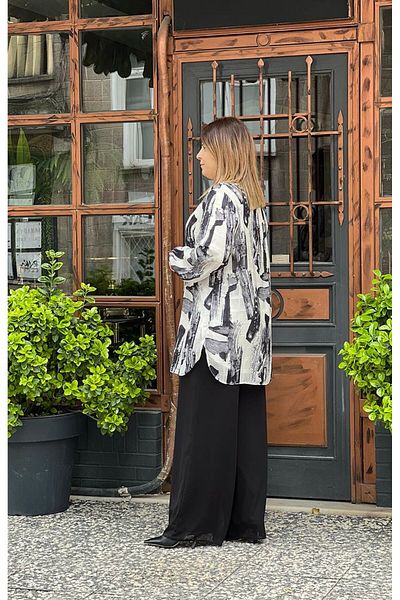 FUAT GÜRSEN FUAT GÜRŞEN Chiffon Tunic Inner/Outer Double Set 1312 Black