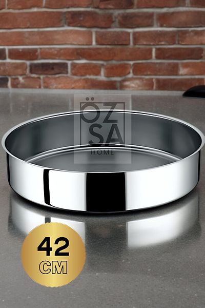 ÖzSa Home 42cm Stainless Steel Baking Tray - Round Baklava Pastry Tray