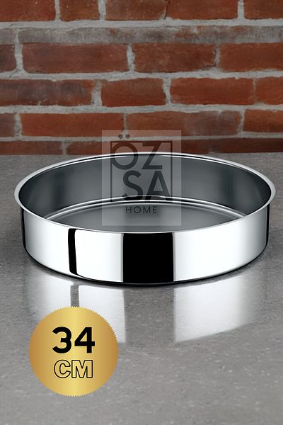 ÖzSa Home Stainless Steel Baking Tray 34cm Baklava Pastry Tray Round Baking Tray