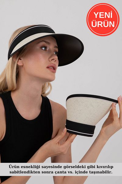 Hat Town Straw Visor Hat - Foldable Tennis Cap