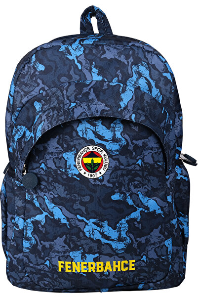 Fenerbahçe Lisanslı Kaligrafik Desenli Sırt Çantası 2 Bölmeli Okul Çantası 24...