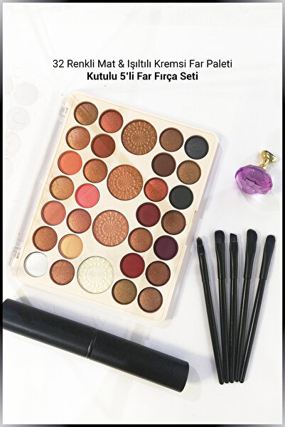 Nera Classy 32 Renkli Mat & Işıltılı Kremsi Far Paleti - Highlighter & Göz Fa...