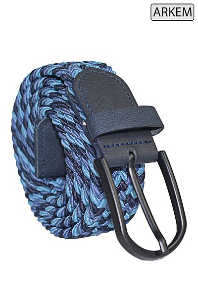 Arkem Elastic Knit Belt Navy-Grey-Blue Men's Sports for Jeans Shorts Men's Belt 3.5 cm