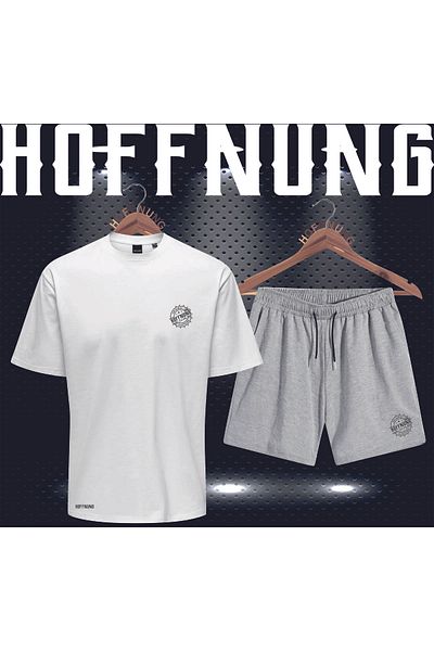 HOFFNUNG Full Shorts Unisex Logo Print Bottom-Top Suit