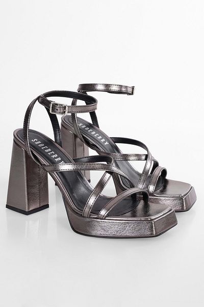 Shoeberry Pantofi cu toc cu platformă șifonată Brianna Platinum de damă