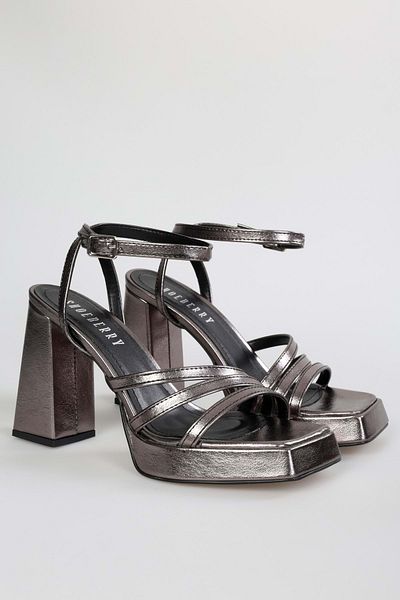 Shoeberry Damskie buty na obcasie Rosalind Platinum Metallic