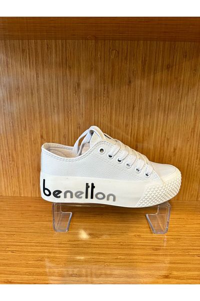 Benetton Bn-30867 - Pantofi sport de damă-alb gri