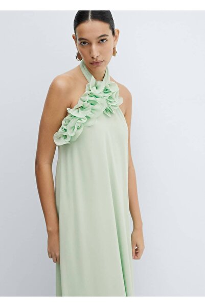 MANGO Woman Sırtı açık halter elbise