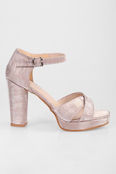 Shoeberry Kadın Giselle Rose Simli Platform Topuklu Ayakkabı
