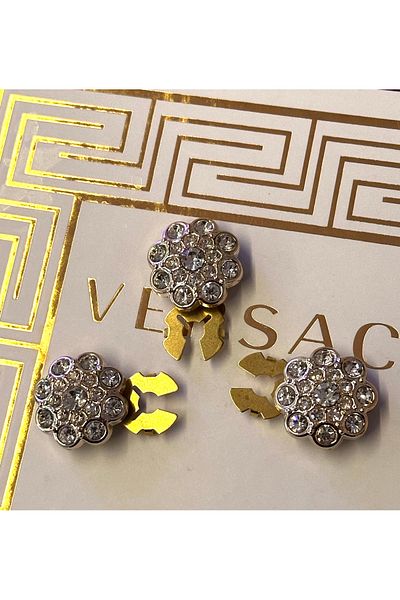 ODDA TASARIM ATÖLYESİ Gold crystal stone metallized (plate) plug-and-stick unplanted 3-piece button set