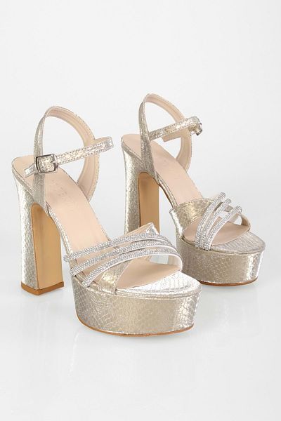 Shoeberry Pantofi cu toc Giana Gold Honeycomb Stone de damă