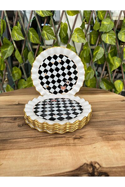 GÜRCÜGLASS Damalı Model Tatlı Tabağı 17 cm