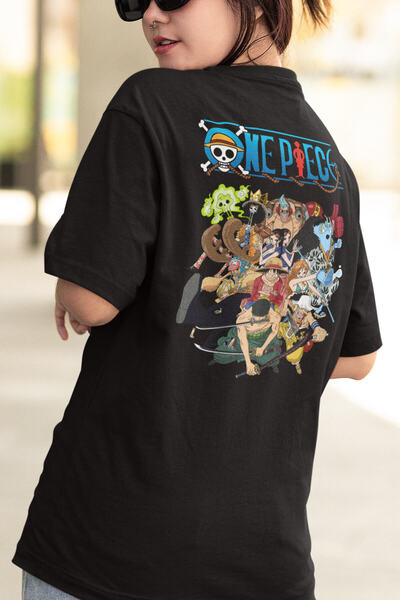 POPULUS One Piece Anime Taifa Pattern - Tricou imprimat pe față și pe spate