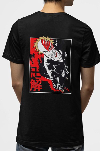 POPULUS Anime Bleach Ichigo Μπλουζάκι με στάμπα μπροστά - πίσω