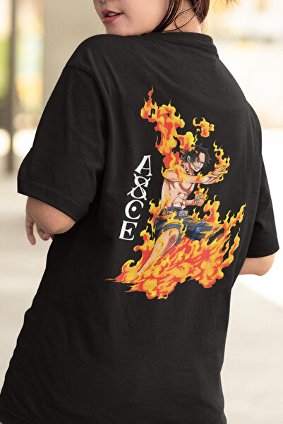 POPULUS Μπλουζάκι Anime One Piece Ace - Εκτύπωση στο μπροστινό και πίσω μέρος