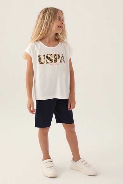U.S. Polo Assn. US Polo AssnLicensed Rose Lettering Girl's Bermuda Set