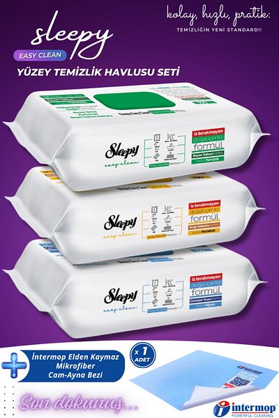 Sleepy Easy Clean White Soap Added+Bleach Added+Arab Soap Added 300 Sheets of Microfiber