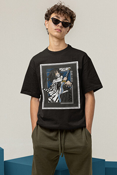 POPULUS Tricou negru Demon Slayer Obanai