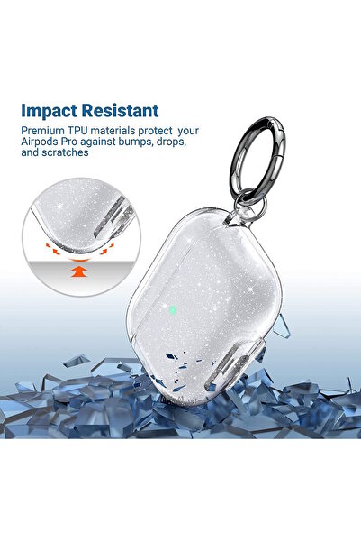 m.tk moveteck Pro 2.Nesil Ve 1.Nesil Uyumlu Kılıf Şeffaf Simli Kançalı Askı Aparatlı Diamond Glitter Clear Kristal