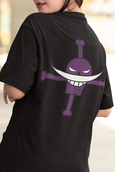 POPULUS Tricou cu imprimeu One Piece Ace Anime cu barbă albă în față și în spate