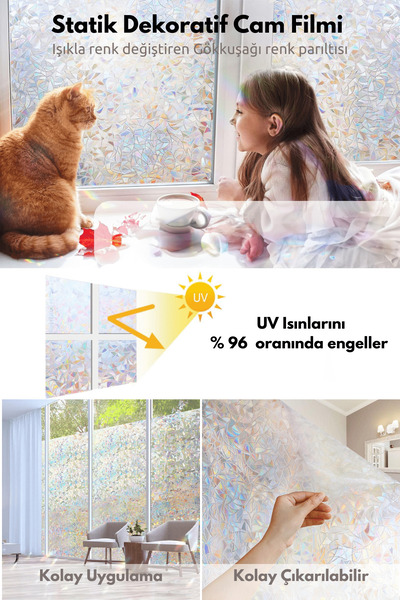 Trendpoint Cam Filmi Kaplama Statik Folyo 60cmx100cm Buzlu Desenli Duşa Kabin Ofis Dekorasyon